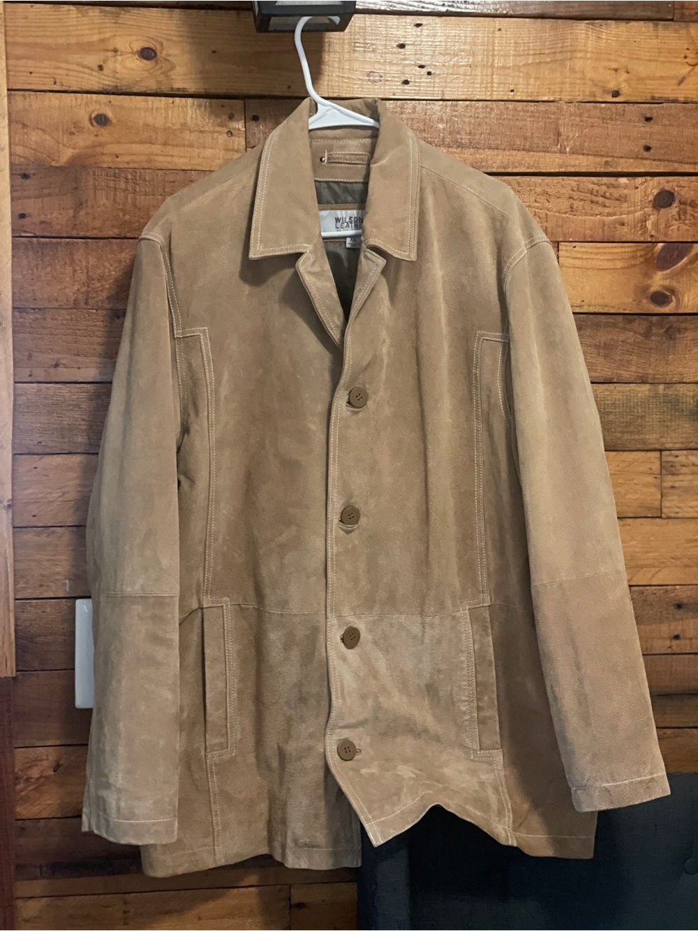 Wilsons Leather Men's Light Brown Suede Button Jacket